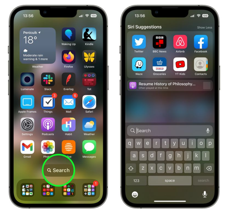 西陵苹果手机维修分享升级到 iOS 16 后，如何删除主屏幕上的搜索按钮 